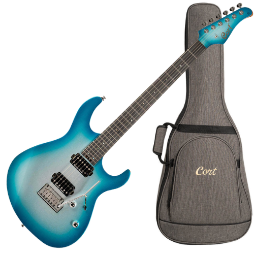 Guitarra Cort G300 Glam Polar Ice Metallic Burst com Tampo Quilted Maple sobre Basswood Captadores Voiced Tone VTH59 & VTS63 HH e Ponte Tune-O-Matic e Bag