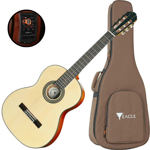 Violão Clássico Eletroacústico Eagle DH69T com Tampo Abeto, Fundo e Laterais Mogno, Equalizador Audisys Promix XR, Afinador Integrado e Rastilho TruVibe HTML