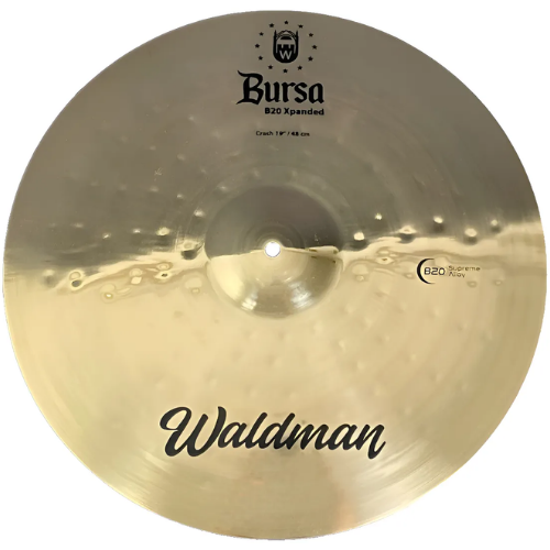 Prato de Bateria Waldman Bursa Crash 19" BURCR19 com Liga B20 Bronze Som Brilhante Explosivo Ataque Definido Sustain Médio e Acabamento Tradicional para Rock Pop Jazz Fusion e Versatilidade
