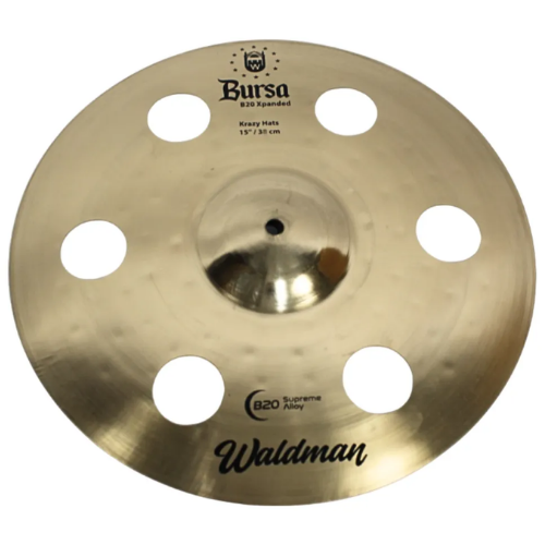 Prato de Bateria Waldman Bursa Crazy Hi-Hat 15" Chimbau Liga B20 Bronze com Som Seco Definido Chick Potente e Acabamento Tradicional para Rock Metal Funk e Versatilidade