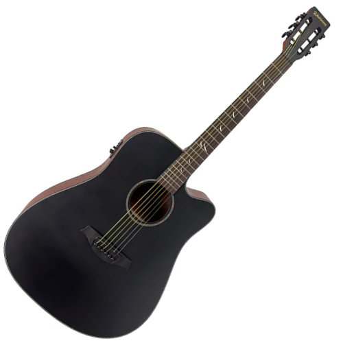 Violão Eletroacústico Waldman Blastone Grand DCEX-641 Aço Black Top com Equalizador Integrado e Afinador