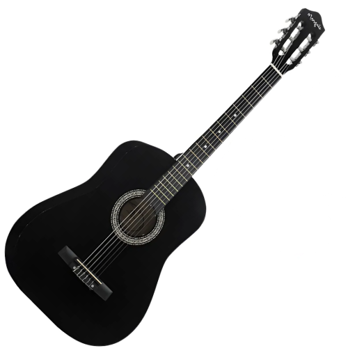 Violão Acústico Marquês VN02 BK AC Preto com Tampo Pinho Branco e Braço Cedro