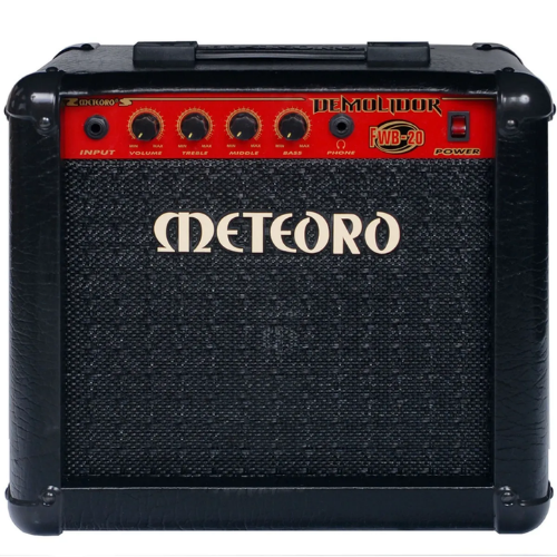 Amplificador Meteoro Demolidor FWB20 RMS para Contrabaixo com Equalizador 3 Bandas Entrada Auxiliar e Saída de Fones para Prática e Iniciantes