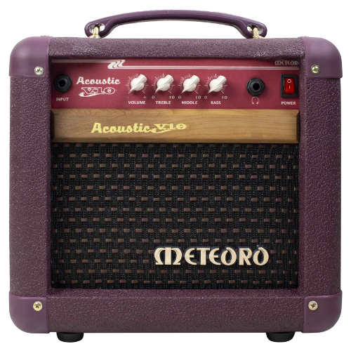Amplificador Meteoro Acoustic V10 RMS para Violão Eletroacústico com Falante 6" Acabamento Primoroso em Courvin Especial Vermelho