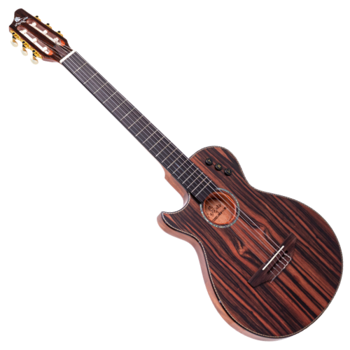 Violão Eletroacústico Nylon Marquês VN-14EBEQ LH Canhoto Ébano Fosco com Pré Fishman Clasica III EQ 3 Bandas Afinador e Corpo Vazado Cutaway
