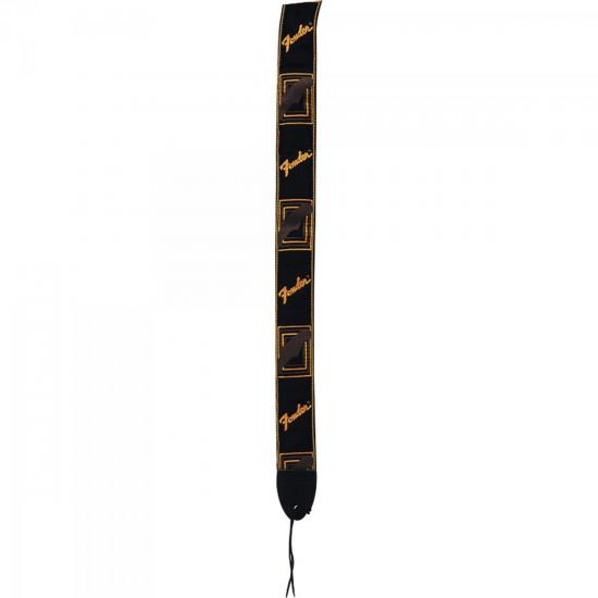 Correia Fender Nylon Para Instrumentos Monograma Preta Logo Marrom