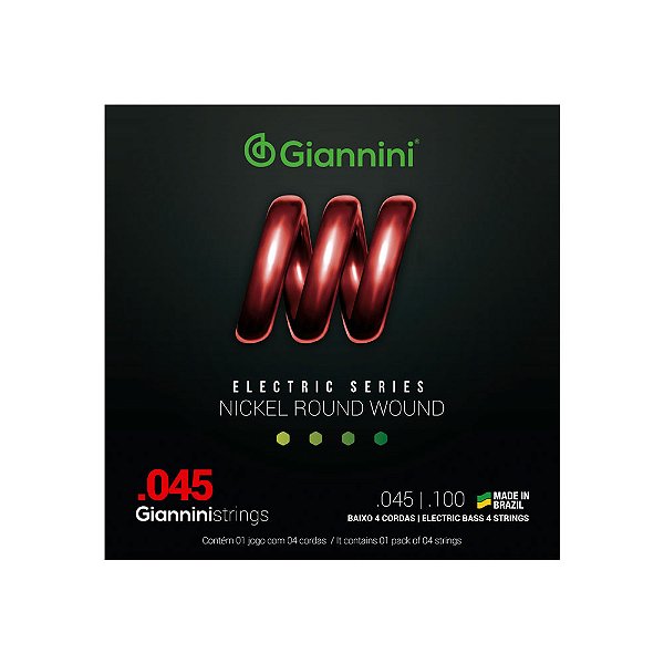 Encordoamento Baixo 4 Cordas 045 Leve Giannini GEEBRS