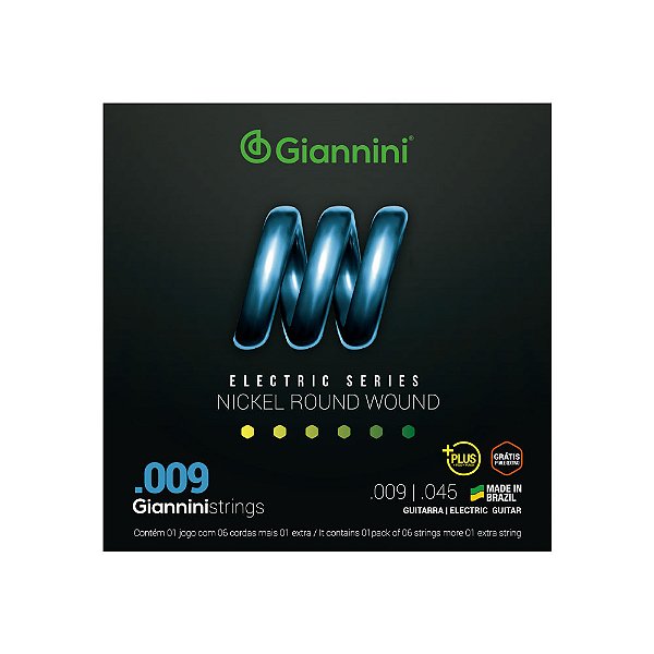 Encordoamento Guitarra 009 E extra Giannini GEEGSTP9