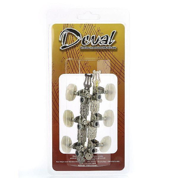 Tarraxa Violão Cromada Botões Acrílico 201 Deval ABA2010