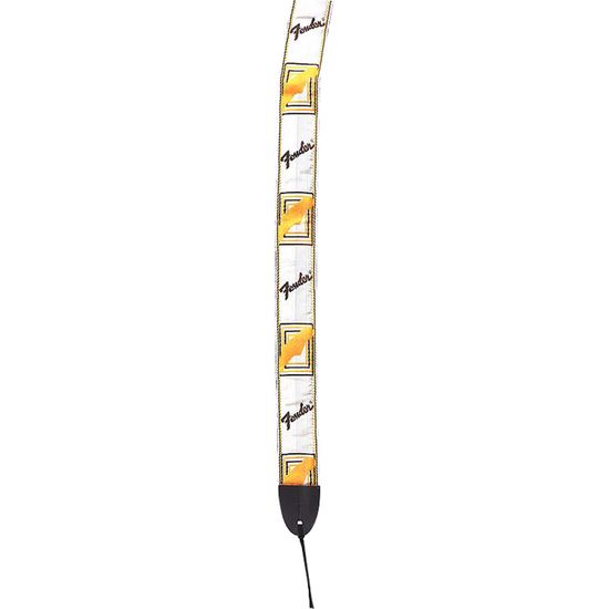 Correia Para Instrumentos Fender Nylon Monograma Branca Logo Marrom