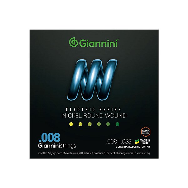 Encordoamento Guitarra .008 E extra Giannini GEEGST8