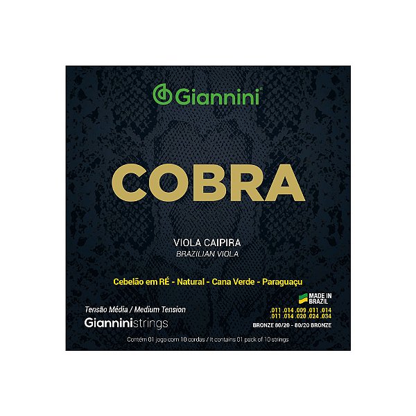 Encordoamento Viola Caipira Cebolão Ré Giannini Cobra CV82H