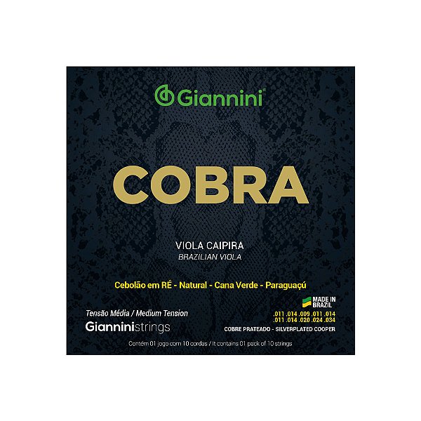 Encordoamento Viola Caipira Cebolão Ré Giannini Cobra GESVM