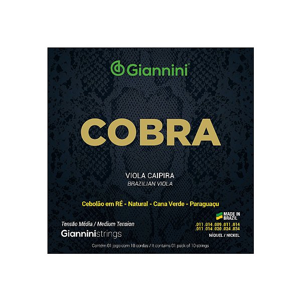 Encordoamento Viola Caipira Cebolão Ré Giannini Cobra GESVNM