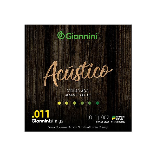 Encordoamento Violão Aço 011 Pesado Giannini Acústico GESPW