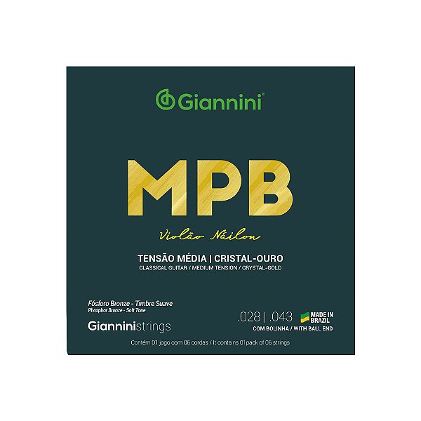 Encordoamento Violão Nylon Médio Bolinha Giannini MPB GENWG