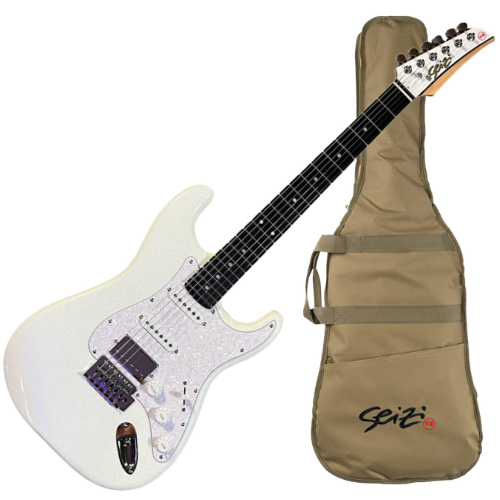 Guitarra Seizi Fun Katana Musashi HSS Snow White Sparkle Captadores Chidori HSS Ponte Tremolo e Bag 10361125