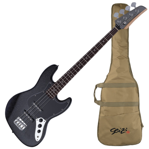 Contrabaixo Seizi Fun Jazu JB 4 Black Sparkle Captadores SS Chidori Ponte Vintage e Bag 10361152