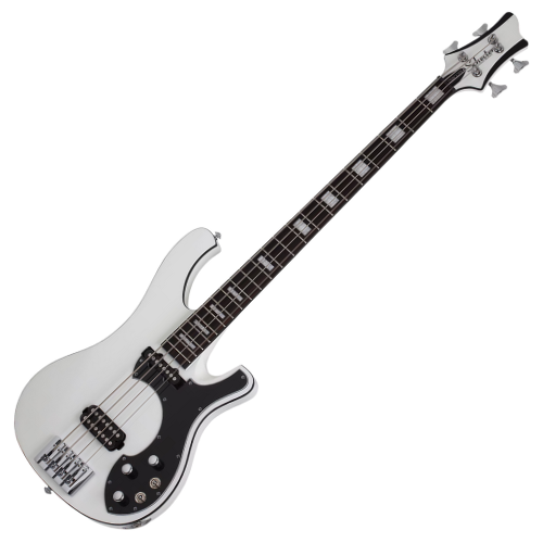 Contrabaixo Schecter Stargazer-4 Gloss White com Corpo em Mogno Braço em Maple Escala em Ébano com Captadores Schecter USA SuperRock Vintage Ponte Schecter com TonePros Roller Tune-O-Matic 681
