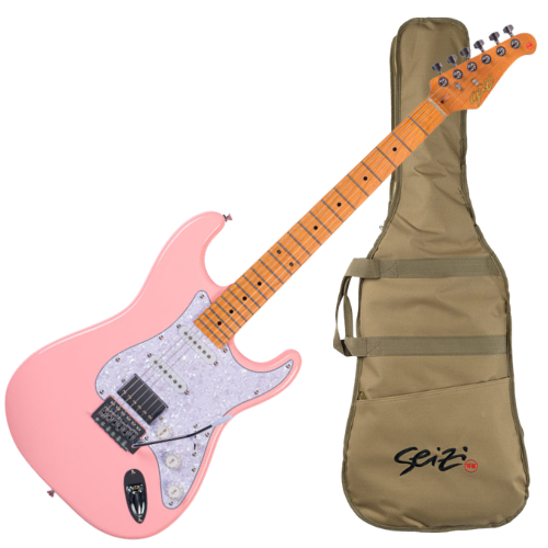 Guitarra Seizi Fun Vintage Budokan HSS Shell Pink Captadores Chidori HSS Ponte Tremolo e Bag 10361260