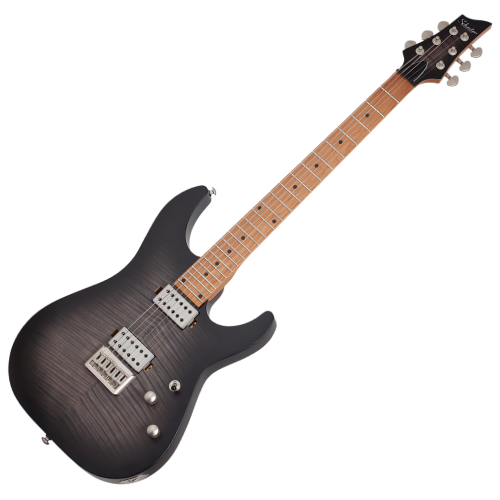 Guitarra Schecter C-1 Standard Plus Trans Blue Burst com Corpo em Basswood Braço Maple Bolt-on Perfil Thin Escala em Pau-Ferro com 24 Captadores Schecter Diamond SuperRock HH Ponte TonePros Tune-O-Matic 3936
