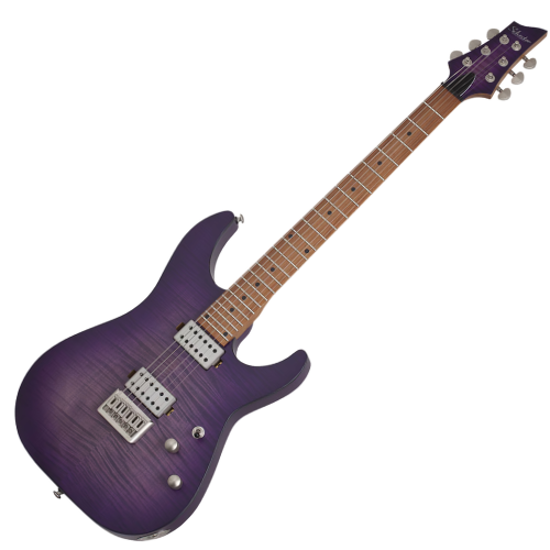Guitarra Schecter C-1 Standard Plus Trans Purple Burst com Corpo em Basswood Braço Maple Bolt-on Perfil Thin Escala em Pau-Ferro com Captadores Schecter Diamond SuperRock HH Ponte TonePros Tune-O-Matic 3935