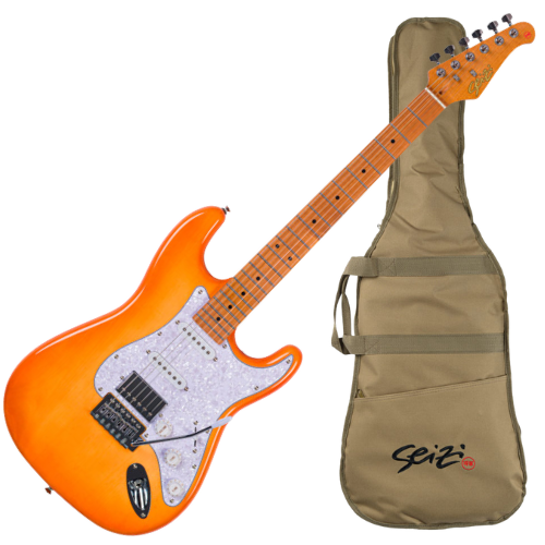 Guitarra Seizi Fun Vintage Budokan HSS Honeyburst com Captadores Chidori HSS Ponte Tremolo e Bag 10361267