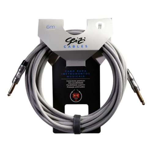 Cabo Seizi Cable Energy P10 x P10 Silver Grey 6m para Guitarra Violão Contrabaixo Ukulele 10360996