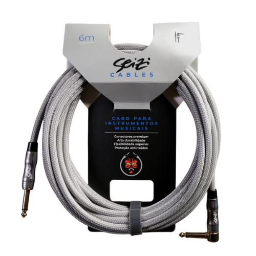 Cabo Seizi Cable Energy P10 x P10L Silver Grey 6m para Guitarra Violão Contrabaixo Ukulele 10360997