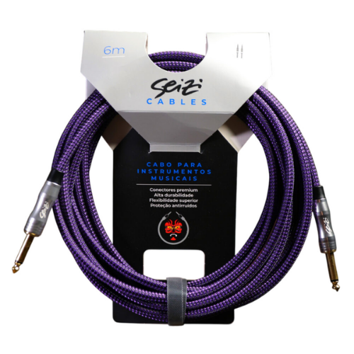 Cabo Seizi Cable Energy P10 x P10 Black Purple 6m para Guitarra Violão Contrabaixo Ukulele 10361000