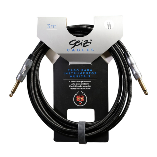 Cabo Seizi Cable Energy P10 x P10 Black 3m para Guitarra Violão Contrabaixo Ukulele 10361018