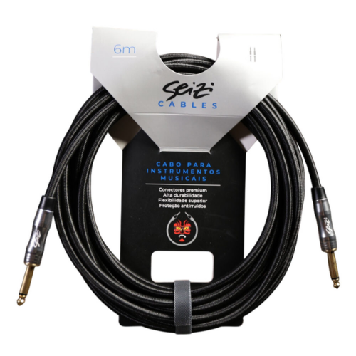Cabo Seizi Cable Energy P10 x P10 Black 6m para Guitarra Violão Contrabaixo Ukulele 10361020