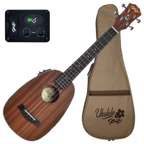 Ukulele Tenor Eletroacústico Seizi Maui Plus Pineapple Tenor Sapele Nut e Rastilho em Osso Roseta e Friso em Abalone e Bag Deluxe 10360366