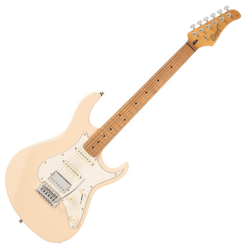 Guitarra Cort G200SE Aged Cream com Corpo Poplar Braço Roasted Maple Bolt-On Escala Roasted Maple Captadores Cort Powersound HSS Ponte 6-Point Vintage-Style Tremolo 22 Trastes