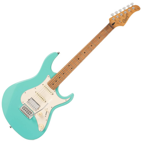 Guitarra Cort G200SE Seafoam Green com Corpo Poplar Braço Roasted Maple Bolt-On Escala Roasted Maple Captadores Cort Powersound HSS Ponte 6-Point Vintage-Style Tremolo 22 Trastes