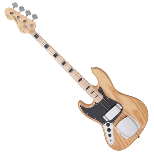 Contrabaixo Vintage Reissued LVJ74NAT Canhoto Maple Ash NT com Corpo Ash Braço Hard Maple Parafusado Escala Maple 2 Captadores Single Coil Wilkinson WOJB Ponte Wilkinson Compensada 4 Saddles