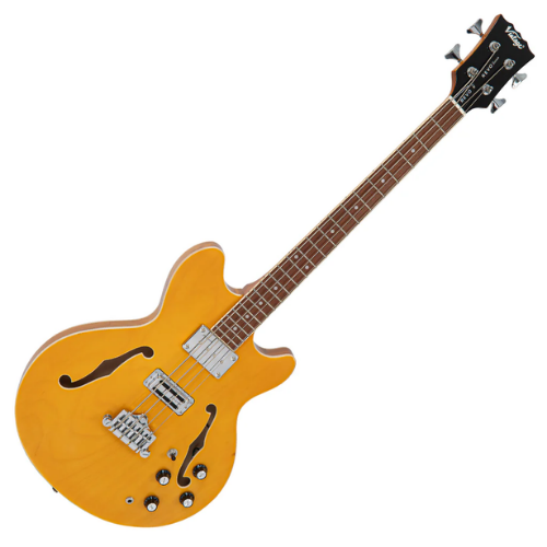 Contrabaixo Vintage Revo VRS 450 N Supreme Semi-Acústico Natural com Corpo Maple Braço Maple Escala Jatobá 22 Trastes 2 Captadores Alan Entwistle