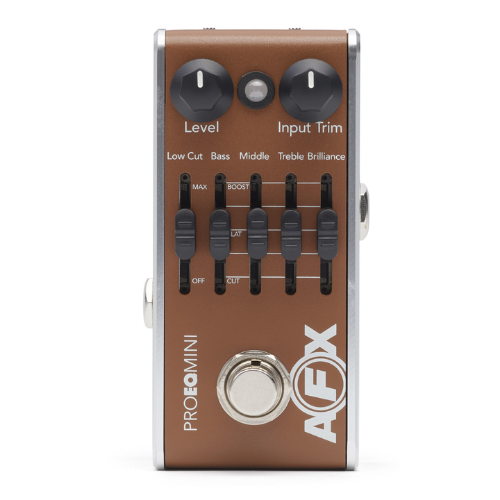 Pedal Fishman AFX PRO EQ Acoustic Mini Preamp PRO-AFX-EQ2 com Equalizador 5 Bandas e Low Cut