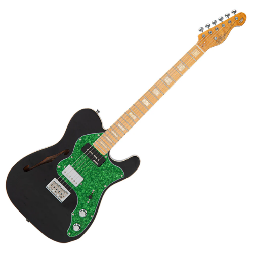 Guitarra Vintage V72 Reissued Boulevard Black com Corpo Alder Braço Maple Escala Maple 22 Trastes Captadores Wilkinson Platinum Ponte Hardtail WVFS