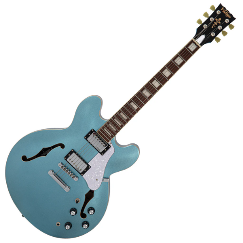 Guitarra Vintage Limited Edition VSA500GHB Reissued Gun Hill Blue com Corpo Maple Braço Mogno Escala Rosewood 22 Trastes 2 Humbuckers Wilkinson Ponte TOM