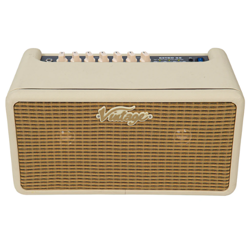 Amplificador Vintage Retro 25W DSP Vintage White com 2x5" Speakers 8 Amp Models 6 Efeitos USB Recording e Ext Speaker Out
