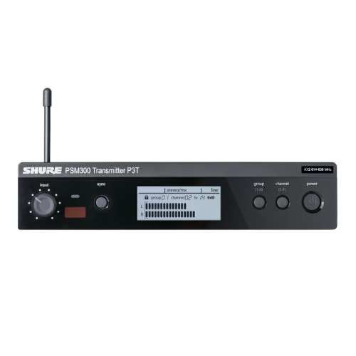 Transmissor Shure P3T Sem Fio PSM300 1 Canal UHF Meio Rack com QuickScan Sync IR e Antena Removível