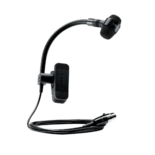 Microfone Shure PGA98H TQG Cardioide Gooseneck para Sopros com Conector TQG TA4F e Clamp para Instrumento
