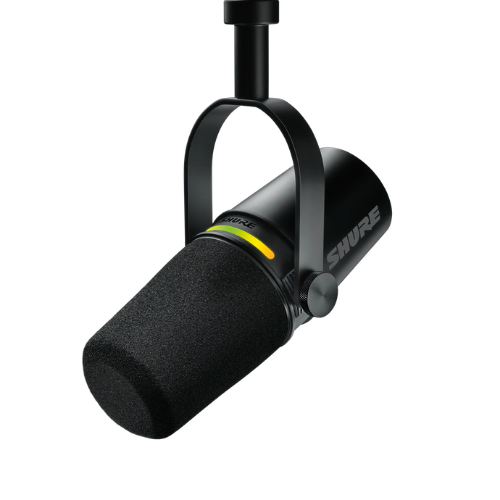 Microfone Shure MV7 USB XLR Dinâmico para Podcast e Vocais Preto com Isolamento de Voz Rejeição Traseira Filtro Anti-choque App ShurePlus MOTIV e DNA do SM7B