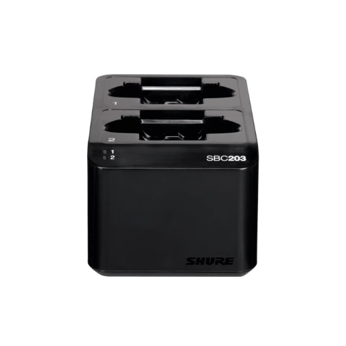 Carregador Shure SBC203 Dual para Bateria SB903 Íons de Lítio com 2 Slots para Transmissores SLX-D Bodypack ou Handheld Carregamento Interno e Externo