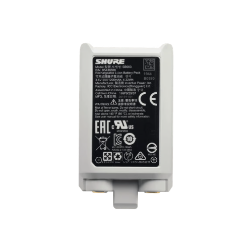 Bateria Shure SB903 Íons de Lítio Recarregável com Indicador de Carga em Tempo Real para Transmissores SLX-D Bodypack e Handheld
