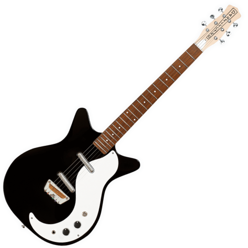 Guitarra Danelectro Stock '59 Black com Captadores Lipstick Single-Coil Corpo Shorthorn Semi-Oco e Ponte Wraparound