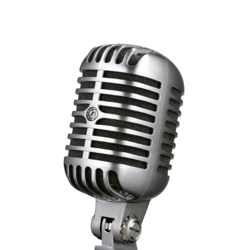 Microfone Shure 55SH Series II Unidyne Vocal Dinâmico Cardioide Clássico Cromado com Shock Mount Integrado Suporte Giratório e Construção Metálica Robusta