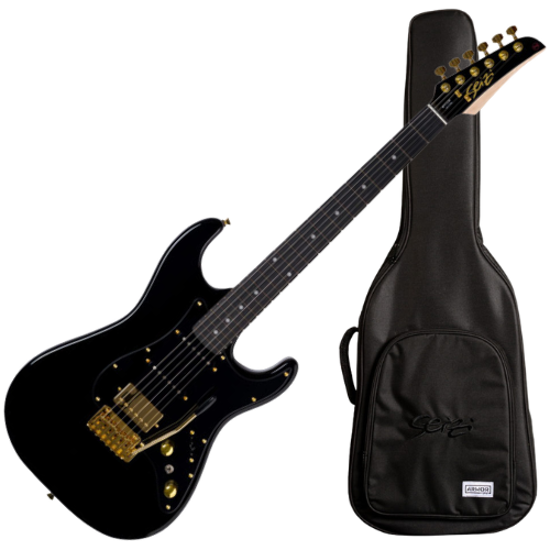 Guitarra Seizi Katana Musashi HSS Black Gold Limited com Captadores Seizi Jutsu Alnico V Ponte Tremolo e Bag 10361039