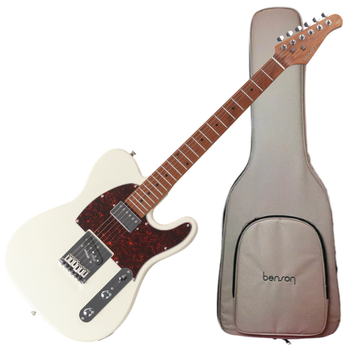 Guitarra Benson Hardy HD 905 OWT TT Olympic White TT com Corpo Alder Braço Roasted Maple Parafusado Escala Roasted Maple 22 Trastes Captadores Wilkinson Humbucker e Bag